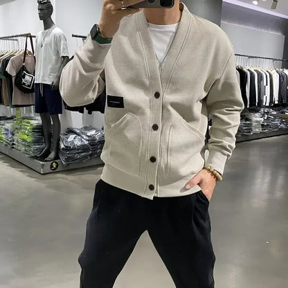 Men's Clothing Icon V Neck Cardigan Knit Sweater Male with Pockets Jumpers Tops Best Selling Products 2025 New in Knitwears A X