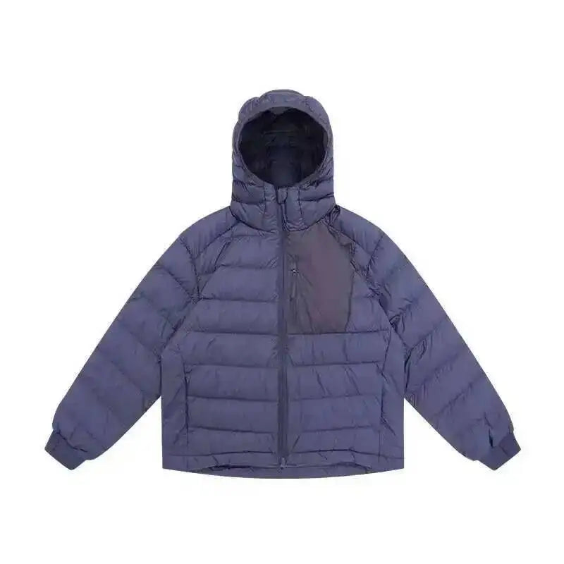 HKSH Outdoor Light Sport Color Contrast Hooded Down Jacket Women's Winter Mountain Leisure Waterproof Climbing Cotton Coat H2887