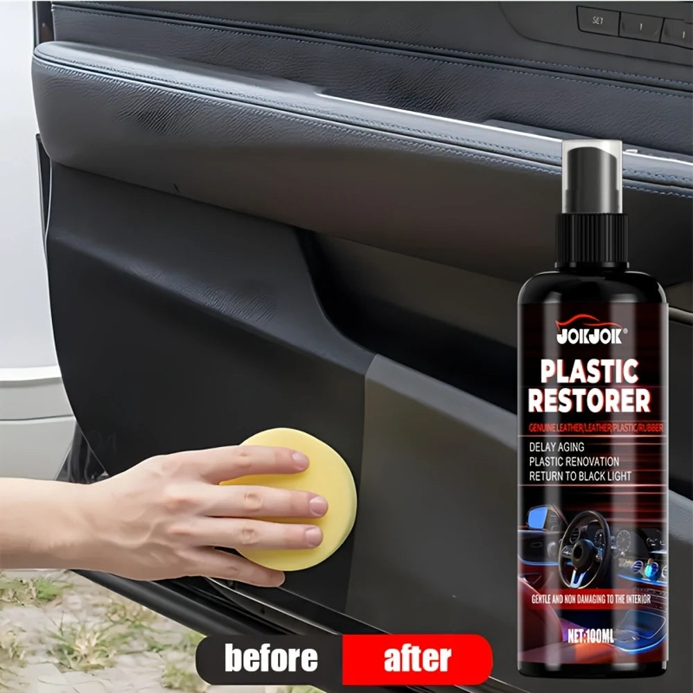 100ml All-in-One Automotive Plastic Restorer Spray - Instant Black Shine &, for Car & Trim, Dashboard/-like/Chrome Renew, Plasti
