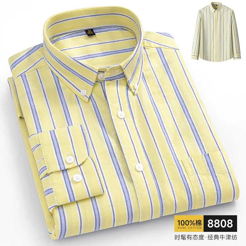 The new 10XL and 11XL oversized Oxford fabric men's shirt is 100% pure cotton, fashionable, casual and business without ironing