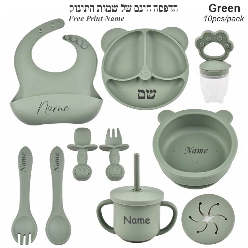 Baby Feeding Set Suction Cup Bowl Personalized Children's Tableware Set Baby Biting Toy Fruit Bear Plate Bowl Infant Cup Feeder