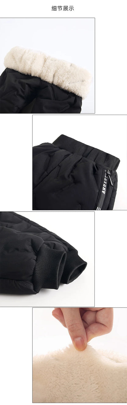 Winter Padded Pants Kids Thick Plus Velvet Warm Trousers Boys Lamb's Wool Cotton Long Pants Autumn Children Casual Sports Pants