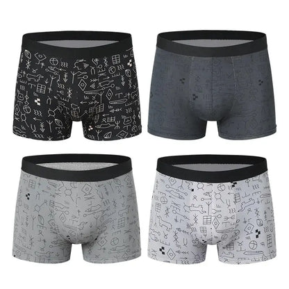 4/10piece Set Of European And American Men's Fashionable Printed Boxer Shorts Loose Oversized Elastic Waist Underwear Base Short