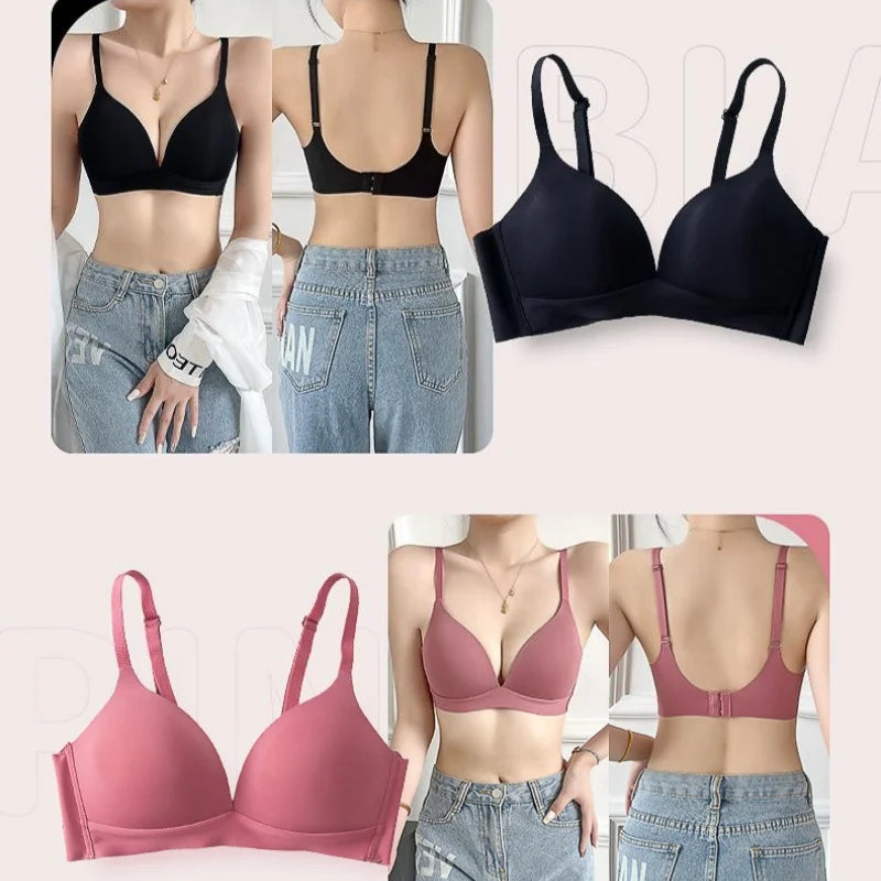 Japanese Style Seamless Push-Up Bra Comfort Wireless Underwear Women's Deep V Neck Bralette 3/4 Cup Daily Comfort Lingerie S-XL