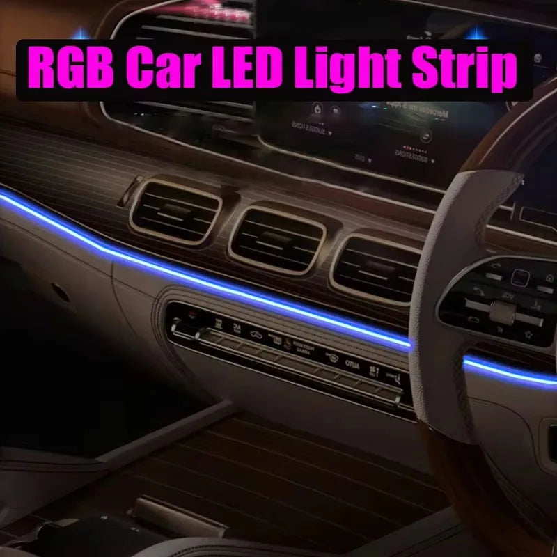 Car RGB Ambient LED Light Strip 1/2/3/4/5M APP Control USB Fiber Optic Atmosphere Lamp Neon Interior Console Decoration Lights