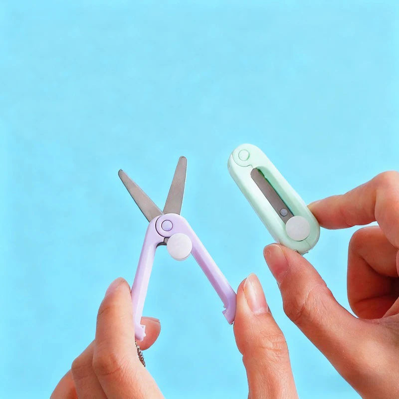 Mini Portable Small Scissors Creative Paper-cutting Notebook Tool That Can Be Extended and Folded