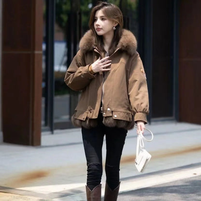 Upgraded 2023 Autumn/Winter omen's Pi vercomes Warm tras Coat Natural Fox Hair Fashion Wool Coat Temperament Slimming Inner Tank