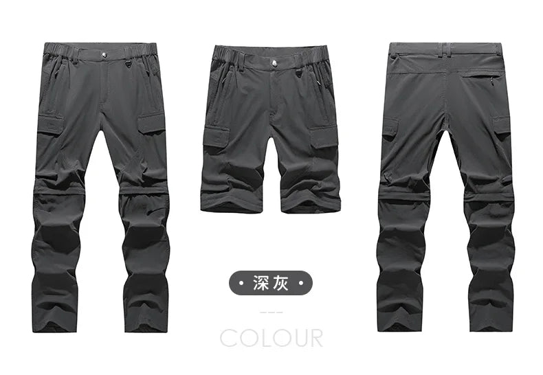 Men's Cargo Hiking Convertible Pants, Waterproof, Quick Dry, Lightweight, Removable Zipper, Perfect for Outdoor Adventures, Fishing and Camping, All-Season Versatile Hiking Gear.