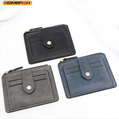 HOMEFISH Men Fashion Credit ID Card Holder Wallet Male Slim Leather Wallet with Coin Pocket Brand Designer Brown Business Purse