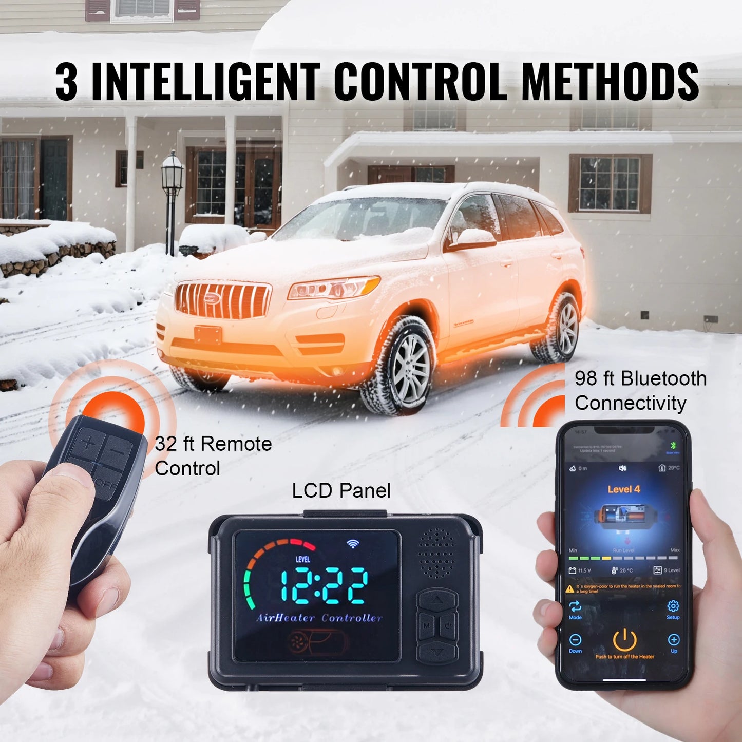 SucceBuy 8 KW Diesel Air Heater All-on-one Diesel Heater with Bluetooth and LCD, Portable Parking Heater for RV Trailer Camper