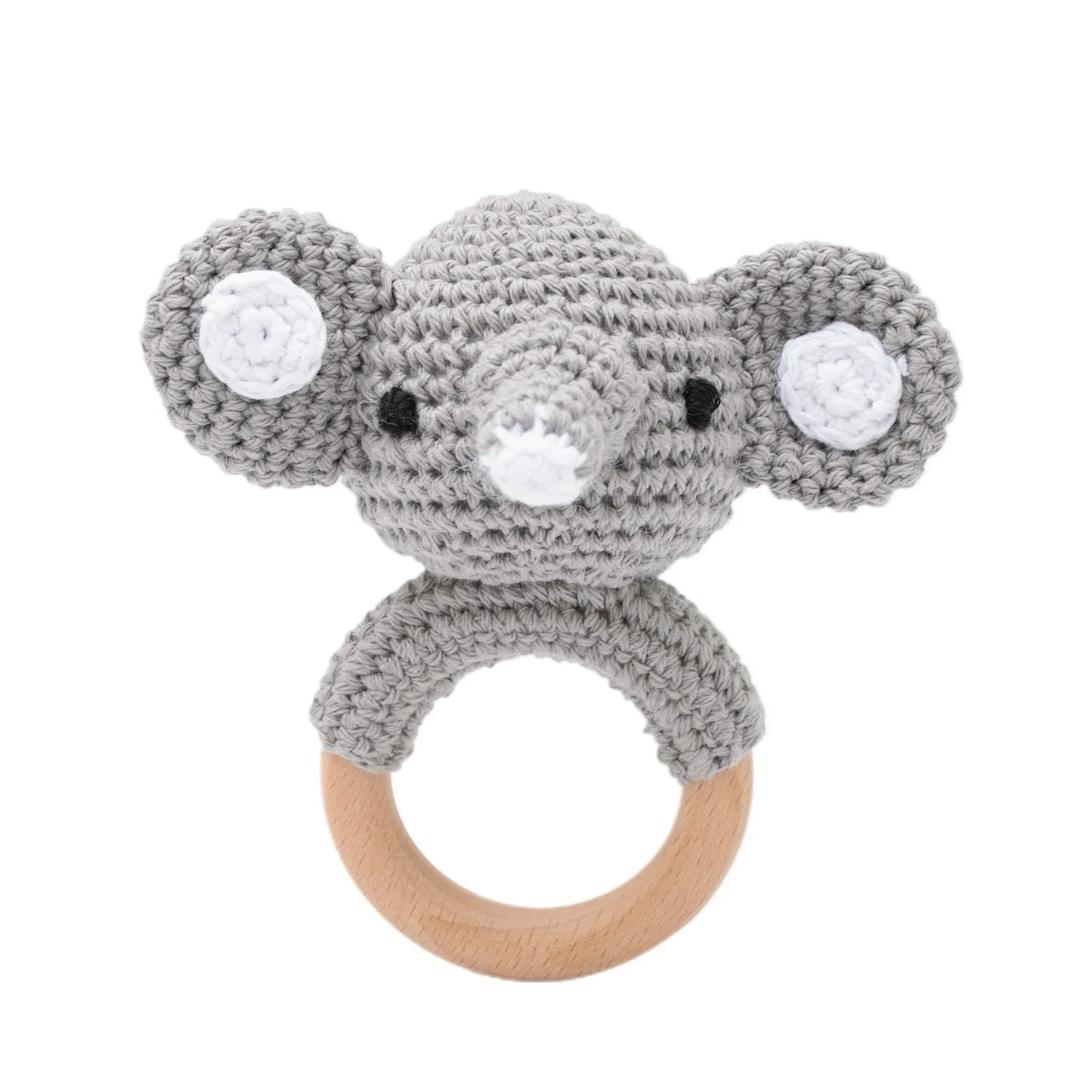 Baby Rattles Crochet Bunny Rattle Toy Wood Ring Baby Teether Rodent Baby Gym Mobile Rattles Newborn Educational Toys Gifts 1pc