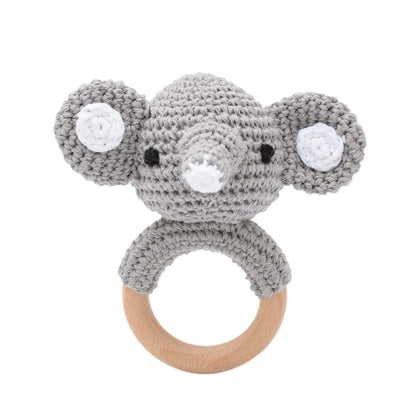 Baby Rattles Crochet Bunny Rattle Toy Wood Ring Baby Teether Rodent Baby Gym Mobile Rattles Newborn Educational Toys Gifts 1pc