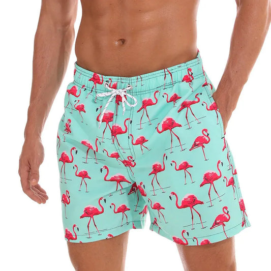 3D Print Flamingo Sports Quick-dry Breathable Men Women Pants Outdoor Casual Vacation Beach Hawaiian Sea Surfing Shorts Summer
