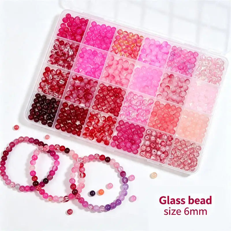 DIY Bracelet Making 6mm Glass Loose Beads Full Set Jewelry Accessories Beading Supplies for Handmade Ornament Creation