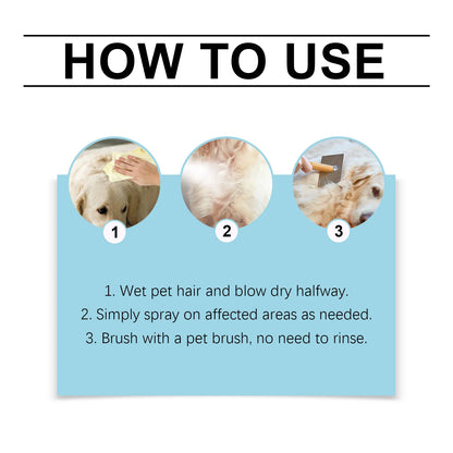 100ML Pet Detangling Spray Herbal Formula Smoothing Hair Remove Tangles, Knot & Mats Refreshing Maintain Pet Hair Grooming Spray
