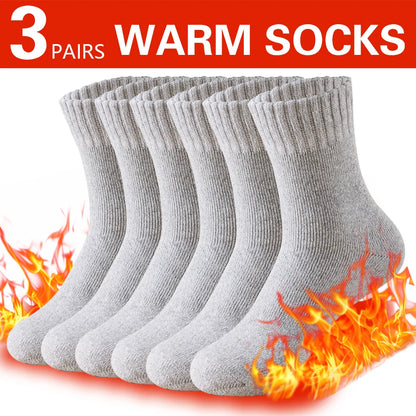 3 Pairs Winter Thick Towel Men's Socks Man's Outdoor Sports Long Socks Cold Resistant Frost Proof Snow Socks For Man Gift 39-44