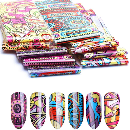 16Pc Holographic Nail Foil Set Starry Transfer 20*4cm Sticker Laser Flowers Leopard Mix Design Decal DIY Nail Art Decoration