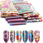 16Pc Holographic Nail Foil Set Starry Transfer 20*4cm Sticker Laser Flowers Leopard Mix Design Decal DIY Nail Art Decoration