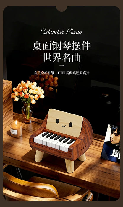 Mini Playable Electronic Piano Rechargeable Beech Wood ABS Desktop Ornament Birthday Valentine Friend Gift