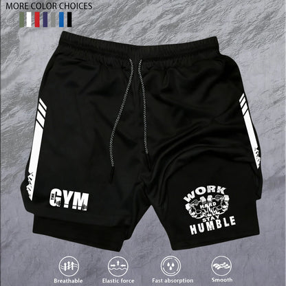 Men 2 in 1 Double Deck Marathon Running Shorts Fitness Training Pants Men's Racing Shorts Gym Wear Jogging Workout Sports Shorts