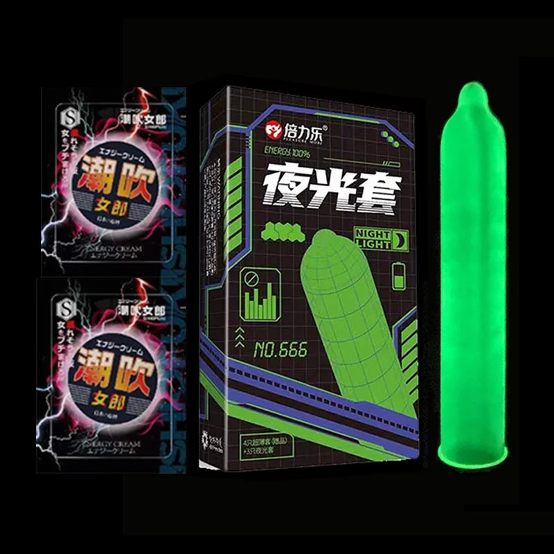 Glowing Delay Ejaculation Condoms For Men Fluorescence Rubber Condom Noctilucent Penis Sleeves Sex Toys For Women Sex Toys Shop