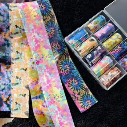 10Rolls Halloween  Flower Plaid Angel Marble  Bow Nail Foils Transfer Paper  Nail Art Stickers   Decal  Nails Decoration