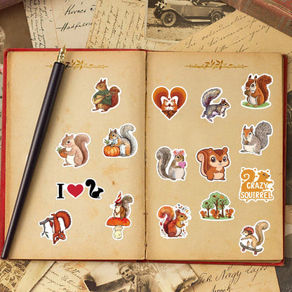 50pcs Cartoon Cute Squirrel Stickers Decals For Laptop Scrapbook Skateboard Helmet Guitar DIY Aesthetic Waterproof Stickers