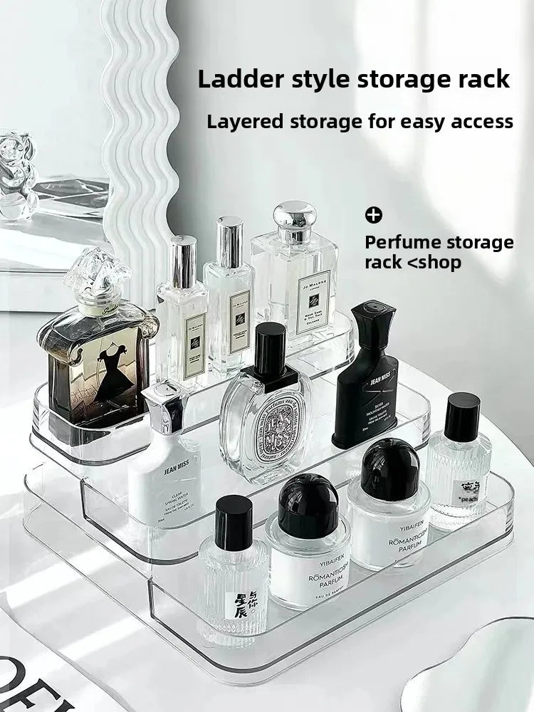 Luxurious Multi-Layer Acrylic Cosmetic Storage Box Display Stand Transparent Desktop Perfume Organizer Jewelry Accessories Holde