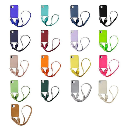 2024 Silicone Lanyard Phone Case For iPhone 12 13 Mini 14 15 16 Pro Max X XR XS Cover With Neck Strap Crossbody Necklace Cord