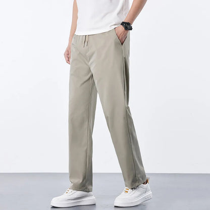 Mens Elastic Waist Casual Pants Quick Dry Wrinkle Free Slacks Summer Light Weight Trousers Spring Summer Running Golf Pants