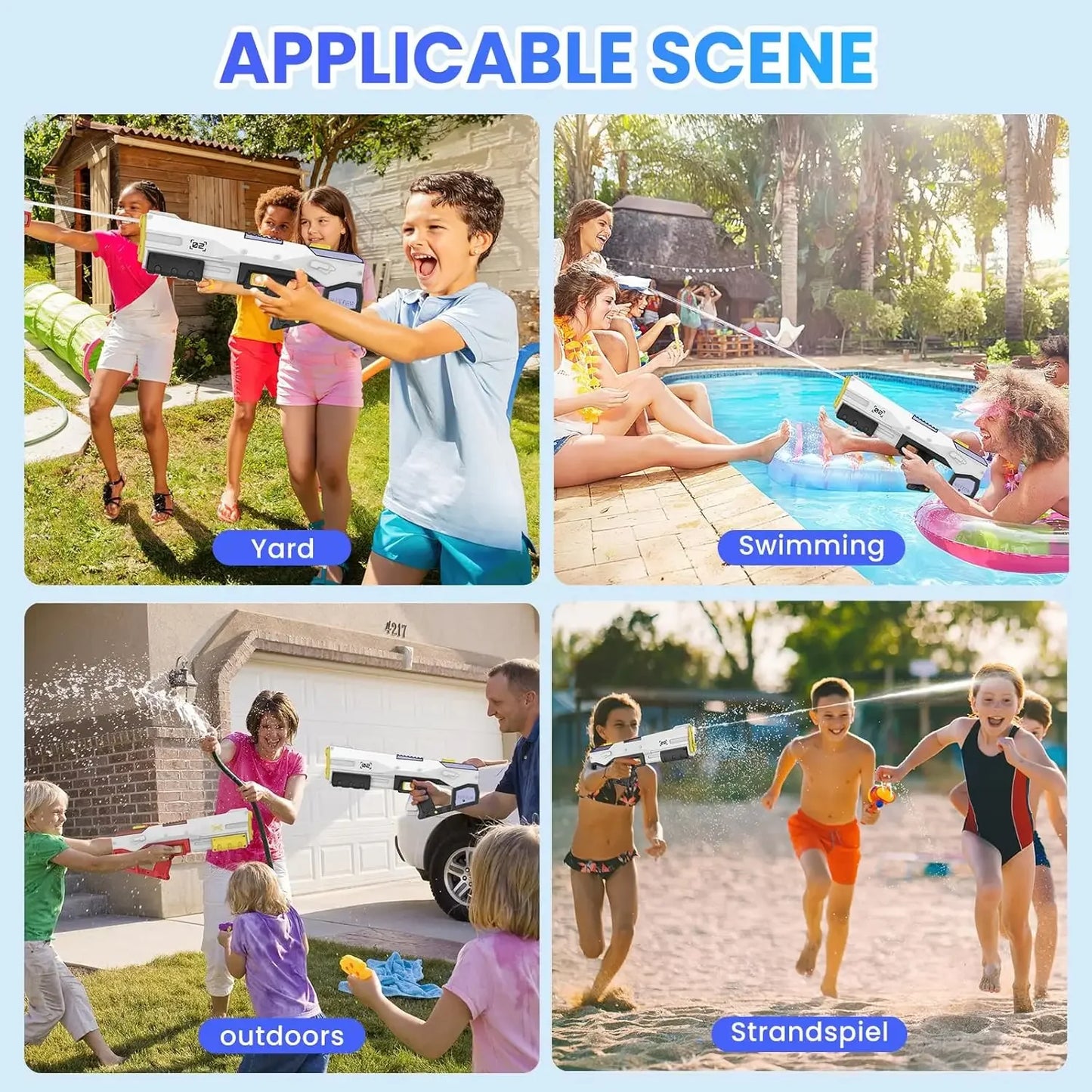 Automatic Water Absorption Electric Water Gun 2 Shooting Modes 450ML Large Capacity Portable Summer Water Blaster Toy For Kids Adults Pool Beach Backyard Outdoor Fighting Game