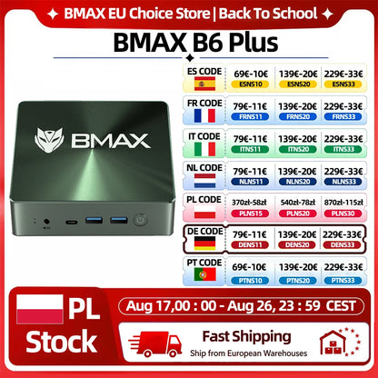 BMAX B6 Plus Mini PC Intel i3-1000NG4 Windows 11 OS 12GB RAM 512GB SSD WIFI 5 USB 3.0 USB * 3 HDMI * 2 Bluetooth Type-C mini pc