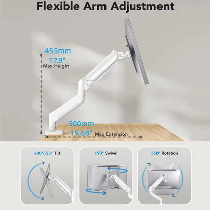 Single Monitor Mount Bracket for 14″–32″ Screens, Height Adjustable Monitor Arm with C-Clamp, Home Office Monitor Stand