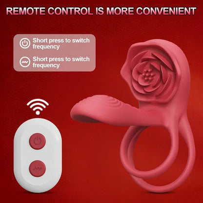 Rose Cock Ring Vibrator G Spot Nipple Clitoral Stimulator Male Penisring Delay Ejaculation Sex Toys for Couple 18+