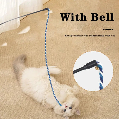 Multi-functional with Bell Cat Wand Cotton Rope Bite Resistant Cat Wand Interactive Play Kitten Teething Stick Pet