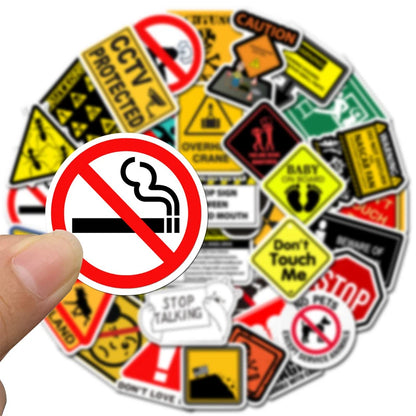 50PCS Funny Warning Sign Stickers Waterproof Vinyl Decals for Laptop Water Bottle,Sign Stickers Decoration Supplies Classic Toys