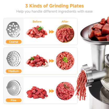 BioloMix 7L Stand Mixer for Baking 1200W DC Motor with Dough Hook Whisk Beater Meat Grinder Attachment - Food Mixer