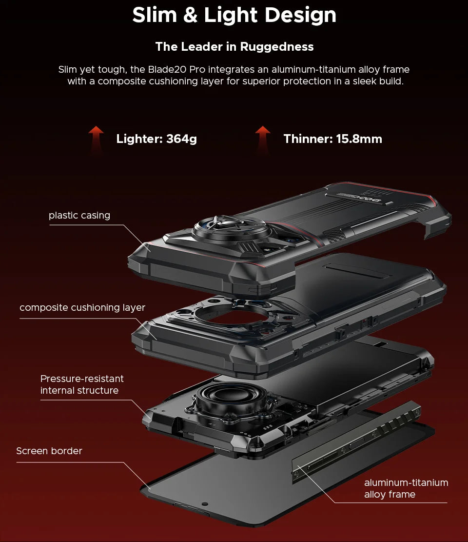 DOOGEE Blade20 Pro Rugged Phone 125dB Speaker Gemini AI 11800mAh Battery 6.6'' Display Android 15 Global Version Smartphone NFC