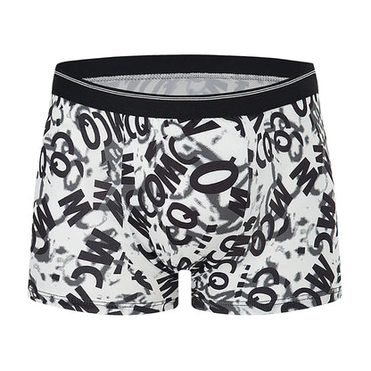 4-piece Set Of Men's Seasonal Fashionable Printed Underwear Comfortable Elastic Waist Flat Angle Pants Plus Size Casual Shorts
