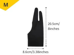 2-Finger Anti Touch Gloves for iPad/Drawing Tablet - Digital Art Glove w/Smooth Nylon Fiber | Prevent Smudges on Screen & Paper