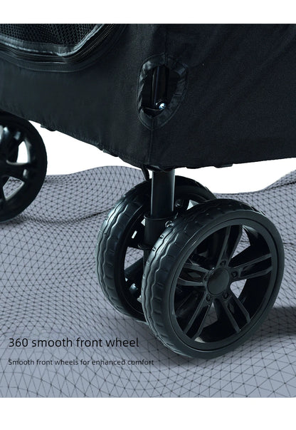 Large Dog Strollers Breathable Zipper Design Pet Cart Dogs Carrier Outdoor Travel Large Transportation Carts Adjustable Height