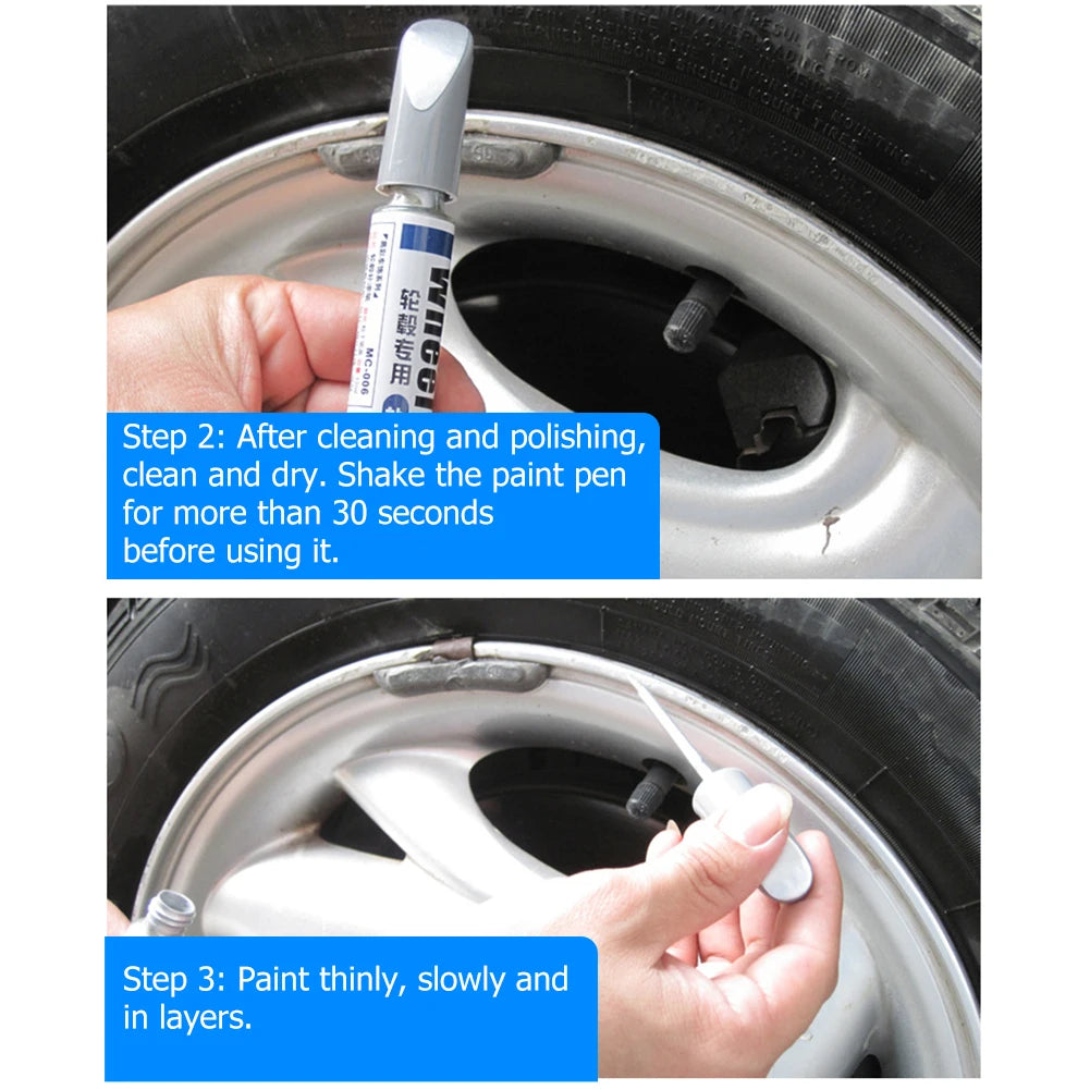 12mL Car Paint Scratch Repair Pen Wheel Spoke Rim Paint Marker Pen Brush Paint