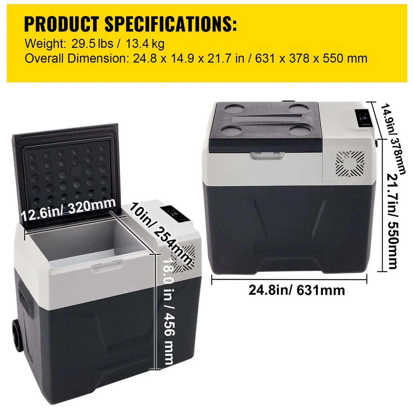 SIHAO Portable Car Refrigerator 15L 20L 30L 35L 40L 45L 50L 55L Compressor Fridge Freezer 12V 24V DC 110-240V AC Dual Use Vehicle Home for Camping Travel Outdoor