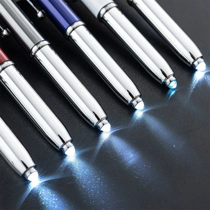New 3in1 Multi-function Pen Capacitive Pen with LED Light 1.0mm Ballpoint Pen Stationery Screen Touch Gadgets Construction Tools