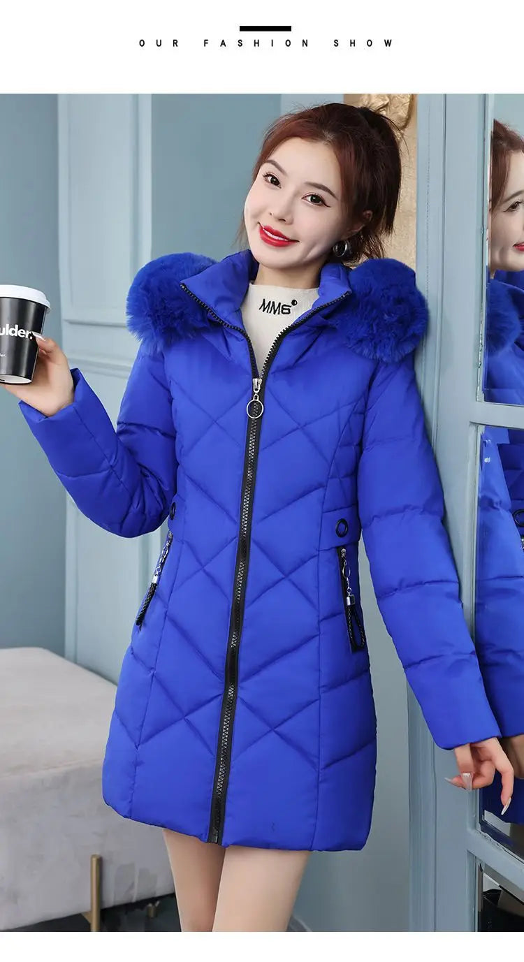Winter New Fashion Long Cotton-padded Coat Womens Casual Hooded Parkas Womens Winter Jacket Coat Down Jacket Female
