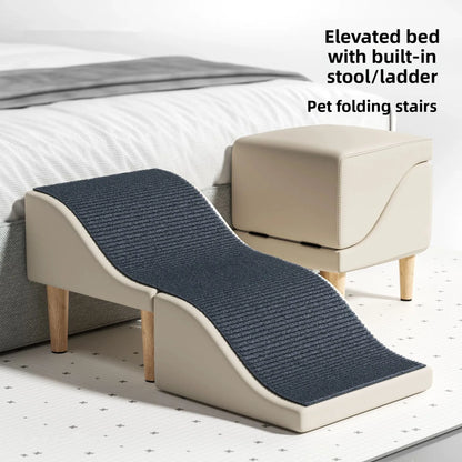 Foldable Pet Ramp Non-Slip Dog Stairs Sofa Climbing Assistance for Bed & Car Footrest Stool for Small Breed Cats and Dogs