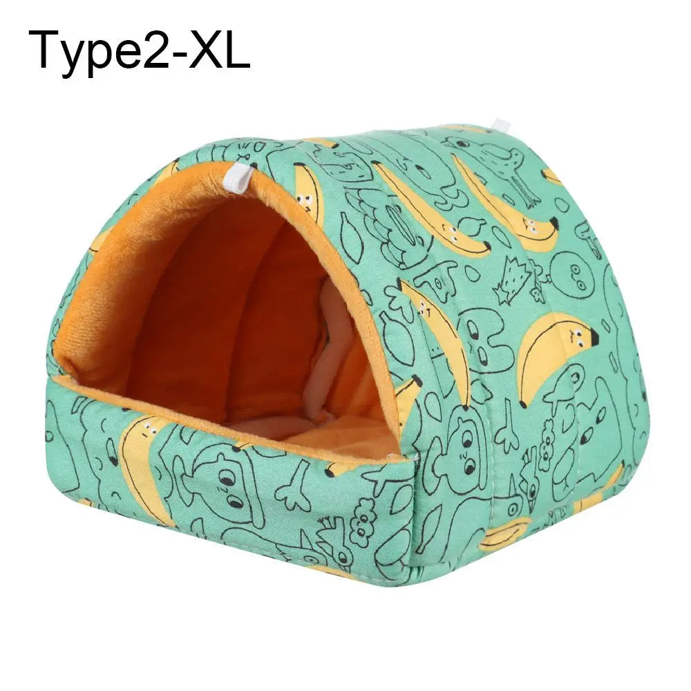 Soft Rabbit Colorful Squirrel Mini Cage Winter Hamster House Guinea Pig Nest Small Animal Sleeping Bed Warm Mat