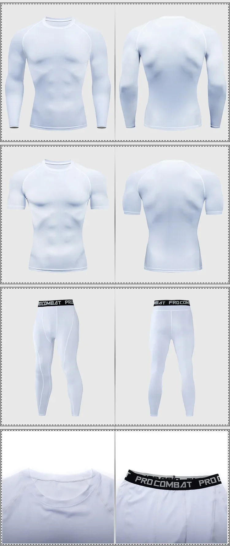 Men's 2/3pcs sets Boxing suit rashguard male kit MMA compression clothing men long-sleeved t-shirt+leggings tracksuit Sport Suit