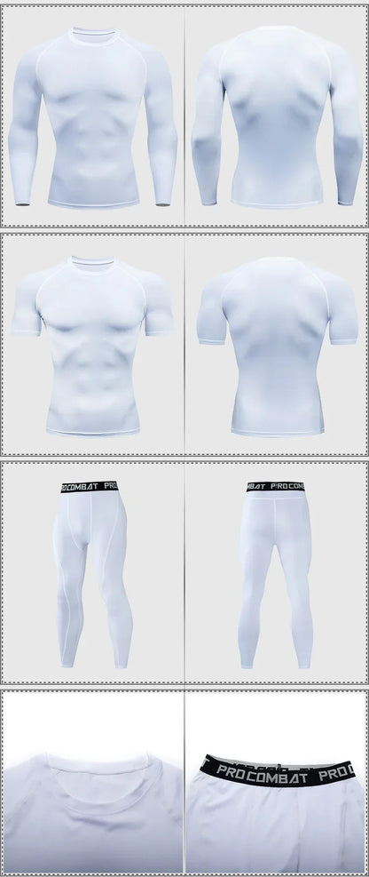 Men's 2/3pcs sets Boxing suit rashguard male kit MMA compression clothing men long-sleeved t-shirt+leggings tracksuit Sport Suit