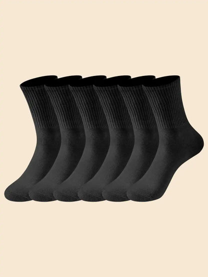 6/10 Pairs Men's Socks Spring Autumn Simple Casual Black White Striped Socks Breathable Mid Tube Sock High-quality Round Neck